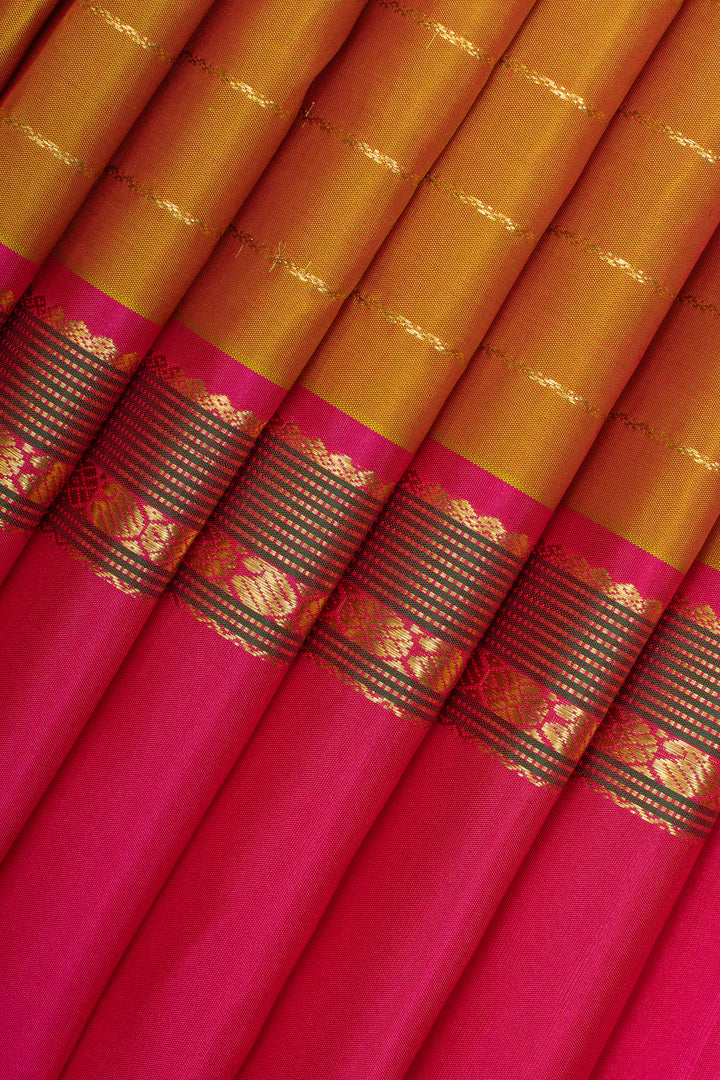 Mandhulir neli stripes rettai pettu  pure kanchipuram silk saree