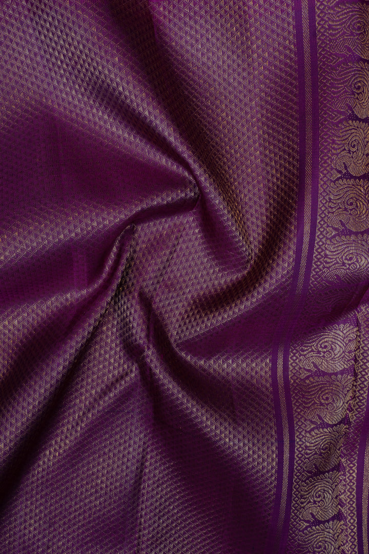 Pink and purple traditional pure kanchipuram silk saree