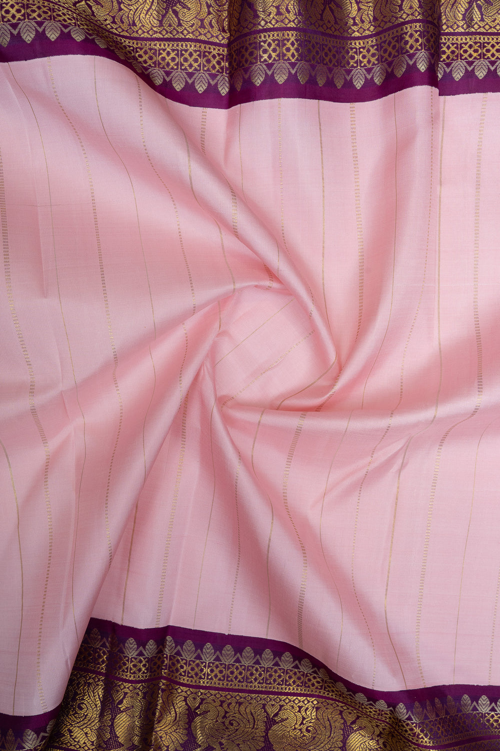 Pink and purple traditional pure kanchipuram silk saree