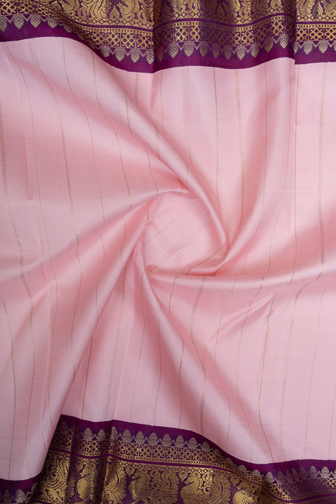 Pink and purple traditional pure kanchipuram silk saree