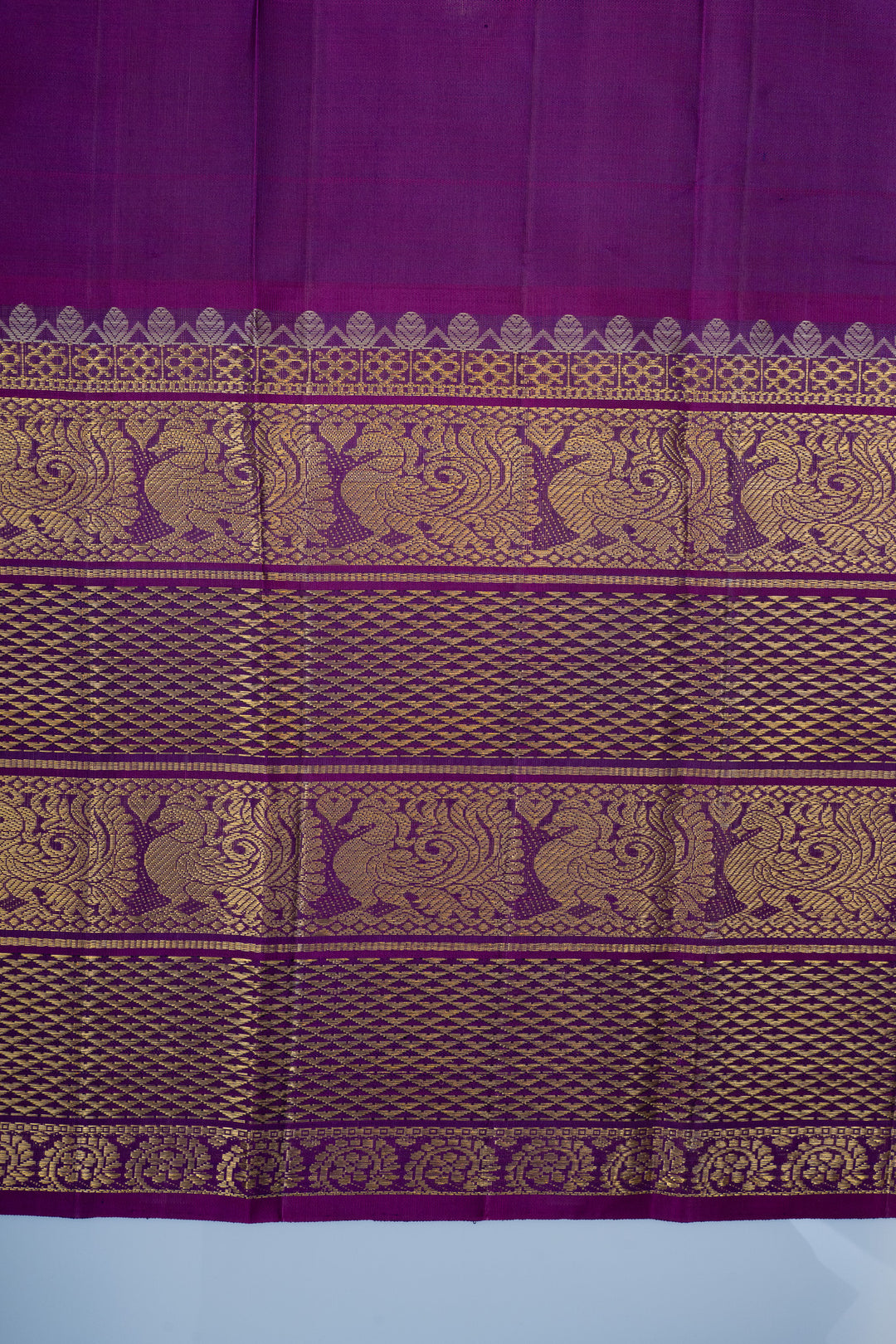 Pink and purple traditional pure kanchipuram silk saree