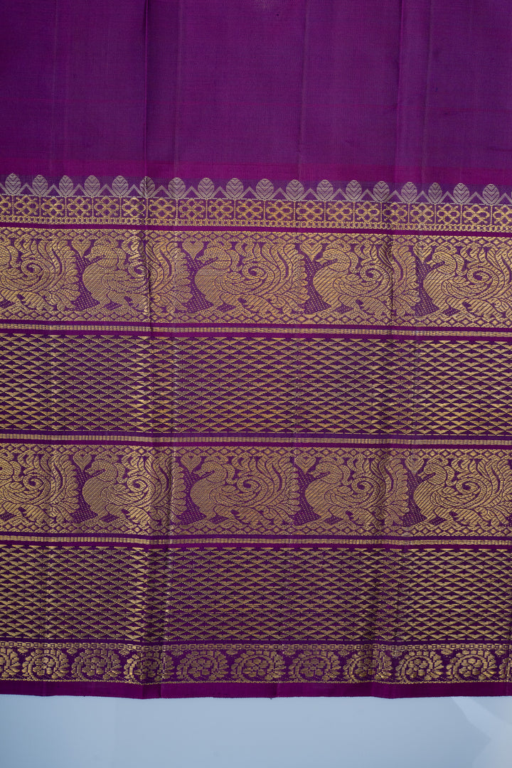 Pink and purple traditional pure kanchipuram silk saree