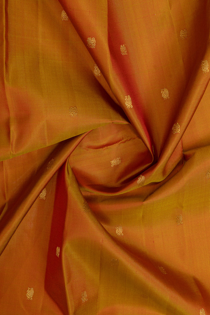 Greenish red shot colour pure kanchipuram silk saree