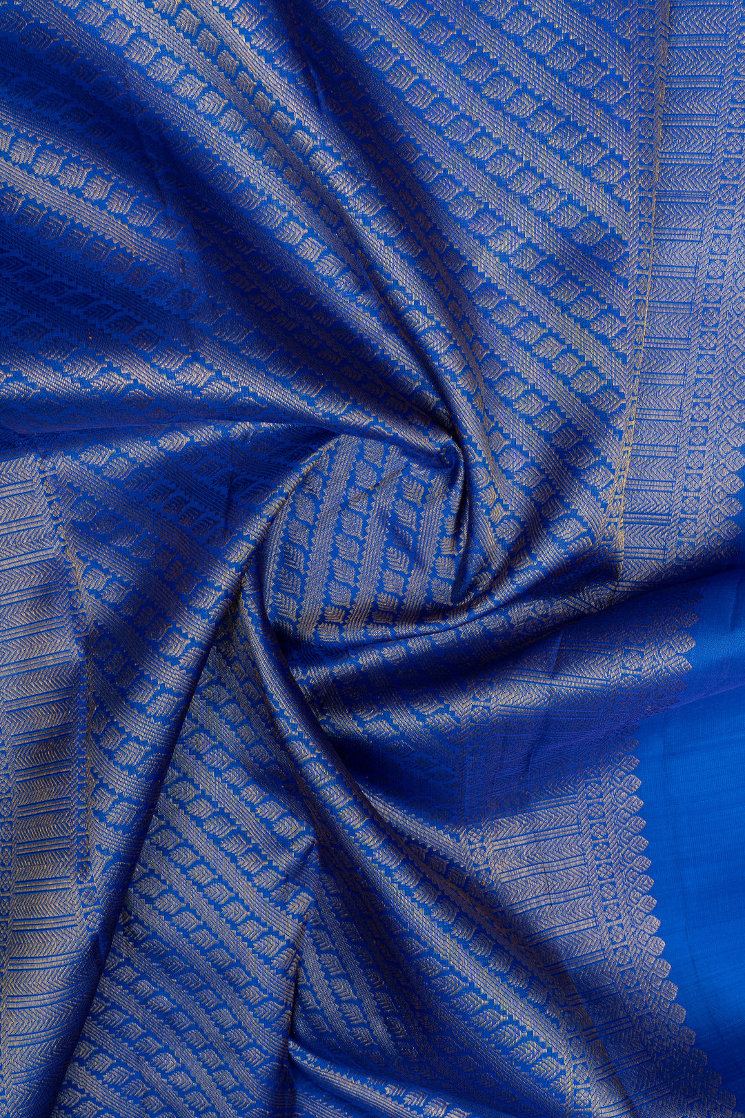 Peacock blue thread brocade pure kanchipuram silk saree