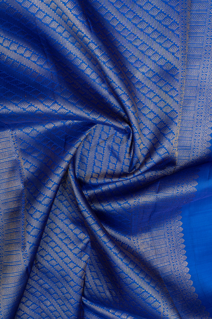 Peacock blue thread brocade pure kanchipuram silk saree