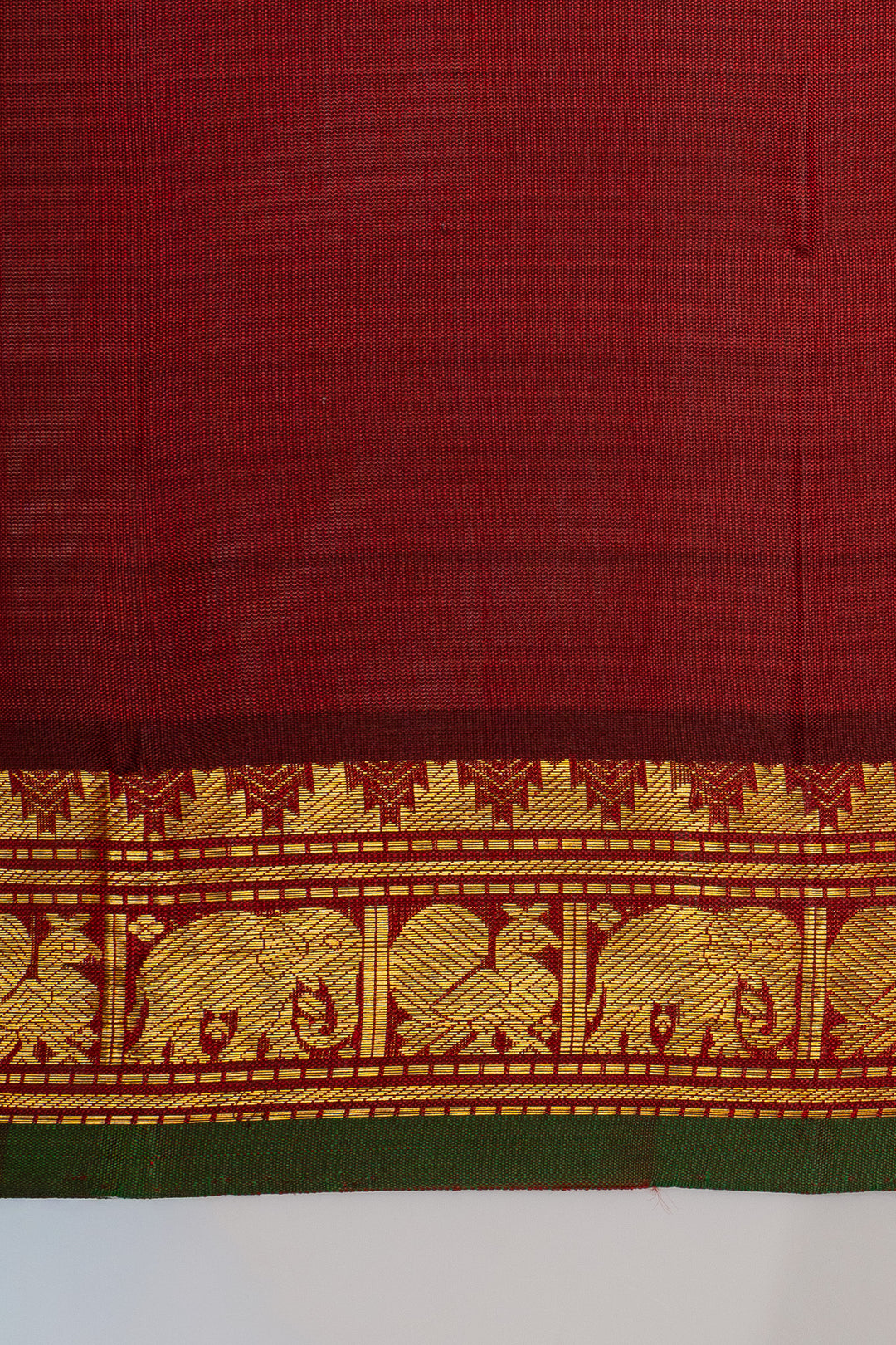 Greenish red shot colour pure kanchipuram silk saree