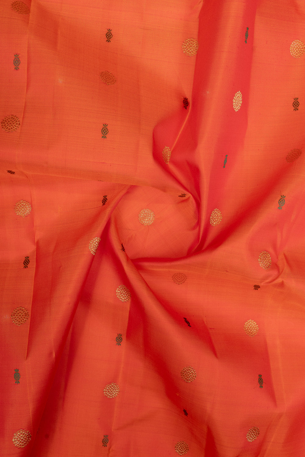 Orange and green Vairaoosi border pure kanchipuram silk saree