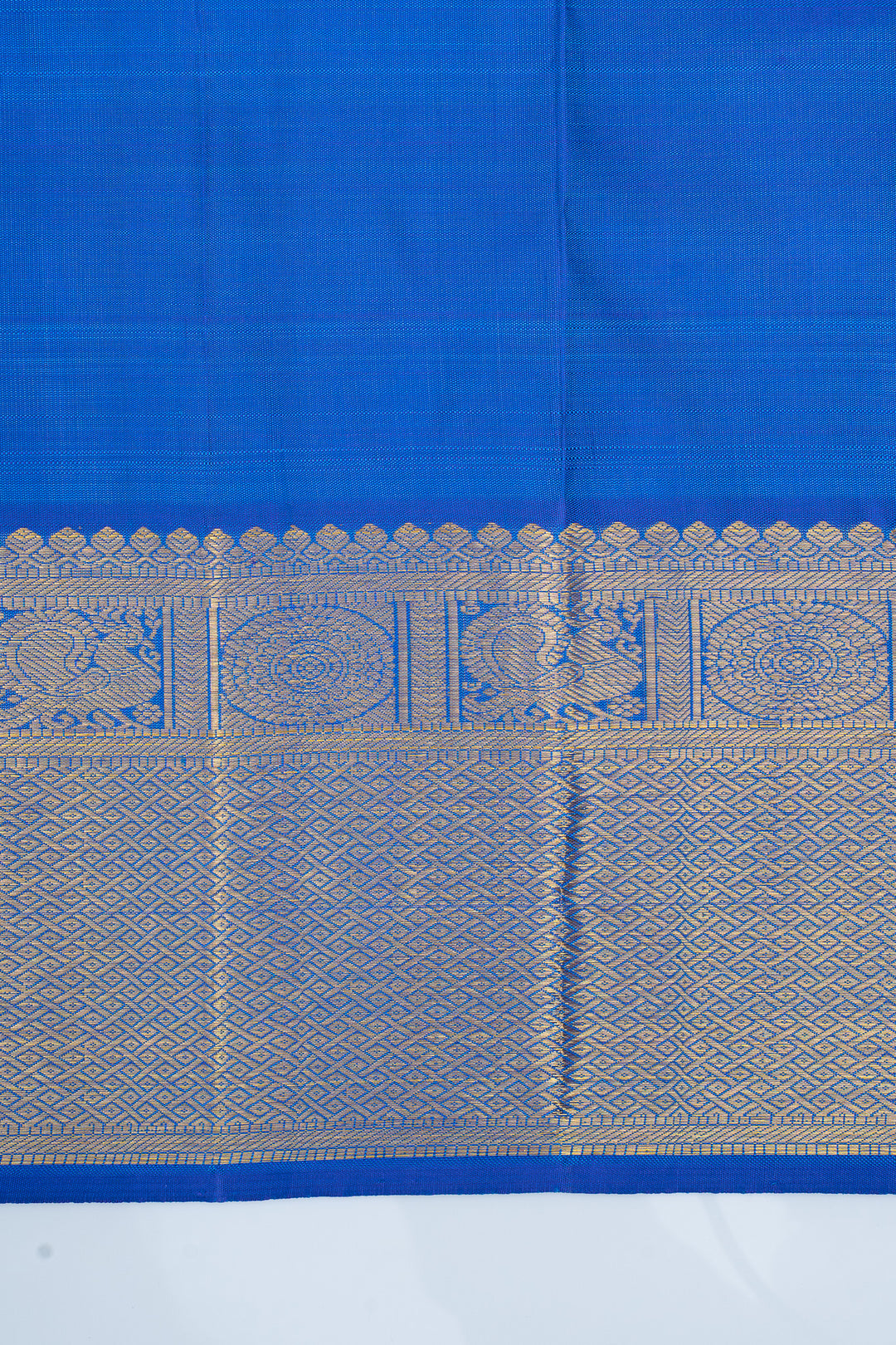 Peacock blue thread brocade pure kanchipuram silk saree