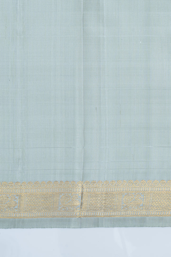 Pastel blue thread brocade pure kanchipuram silk saree