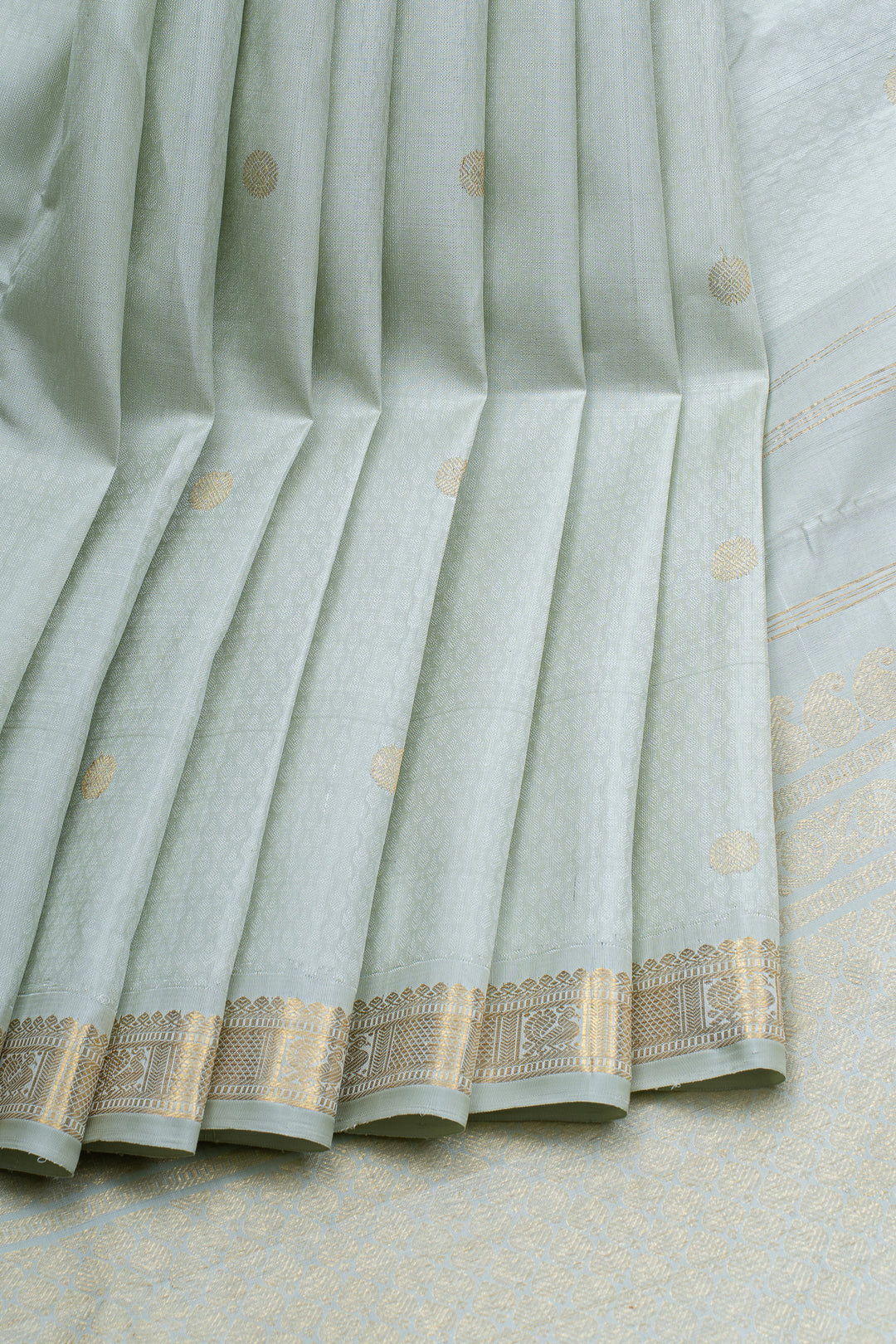 Pastel blue thread brocade pure kanchipuram silk saree