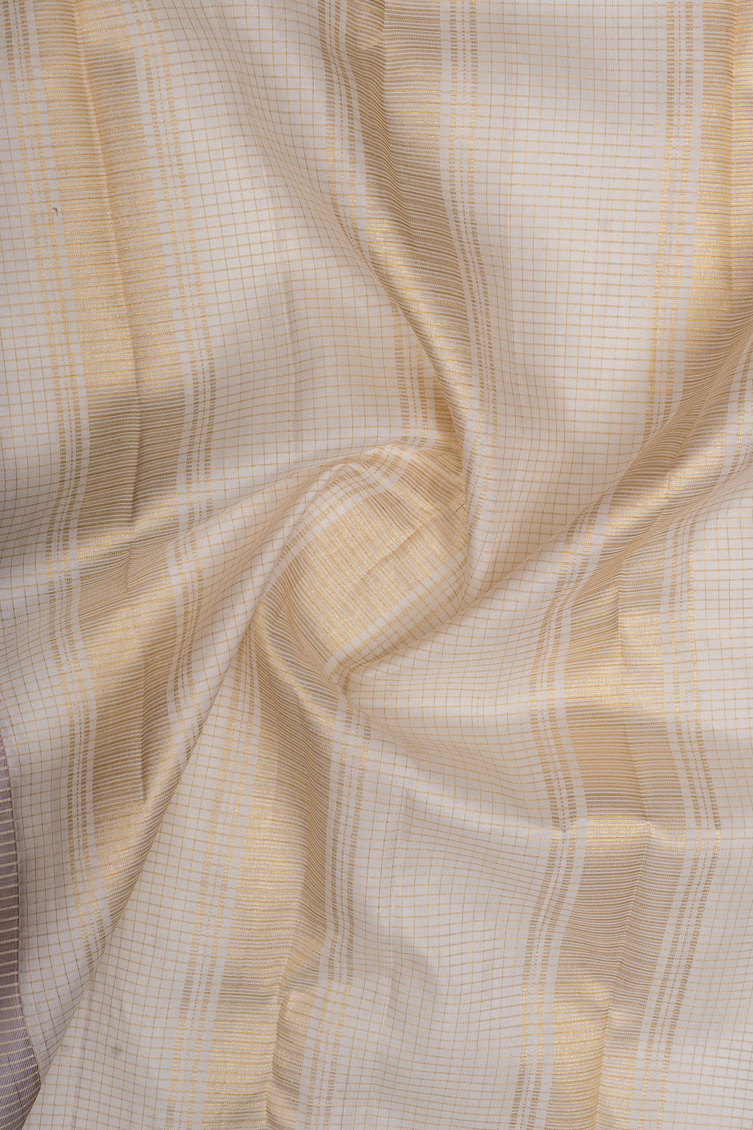 Jamun and ivory zari checks  pure kanchipuram silk saree