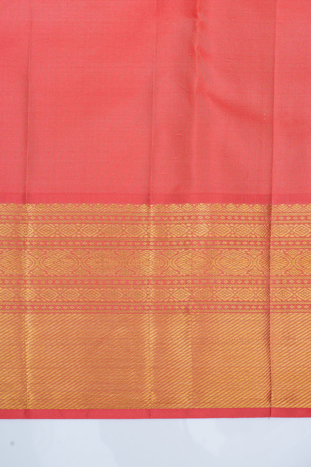 Peacock blue and peach floral brocade pure kanchipuram silk saree