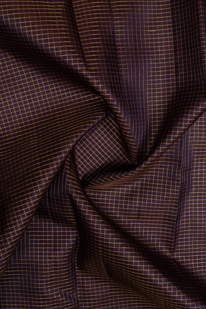 Jamun and ivory zari checks  pure kanchipuram silk saree