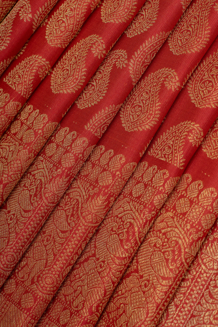 Varalakshmi red pure Kanchipuram silk  saree