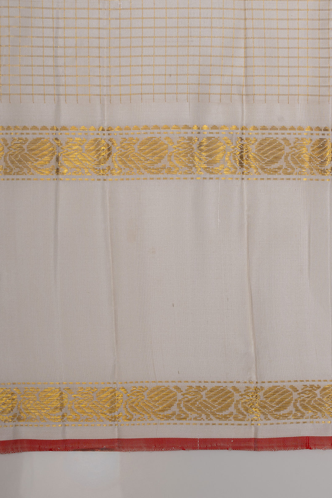 Jamun and ivory zari checks  pure kanchipuram silk saree