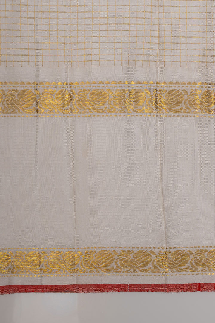 Jamun and ivory zari checks  pure kanchipuram silk saree