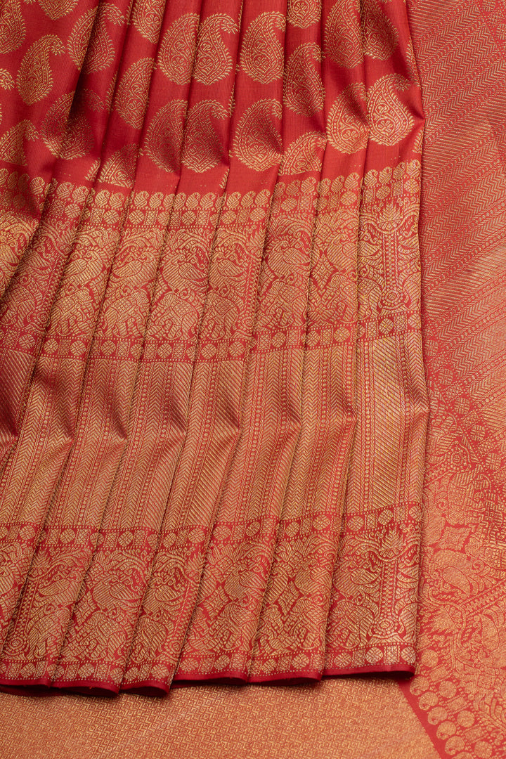 Varalakshmi red pure Kanchipuram silk  saree