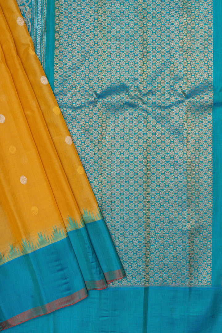 Yellow Ganga Jamuna pure Kuttu Gadwal Silk Saree