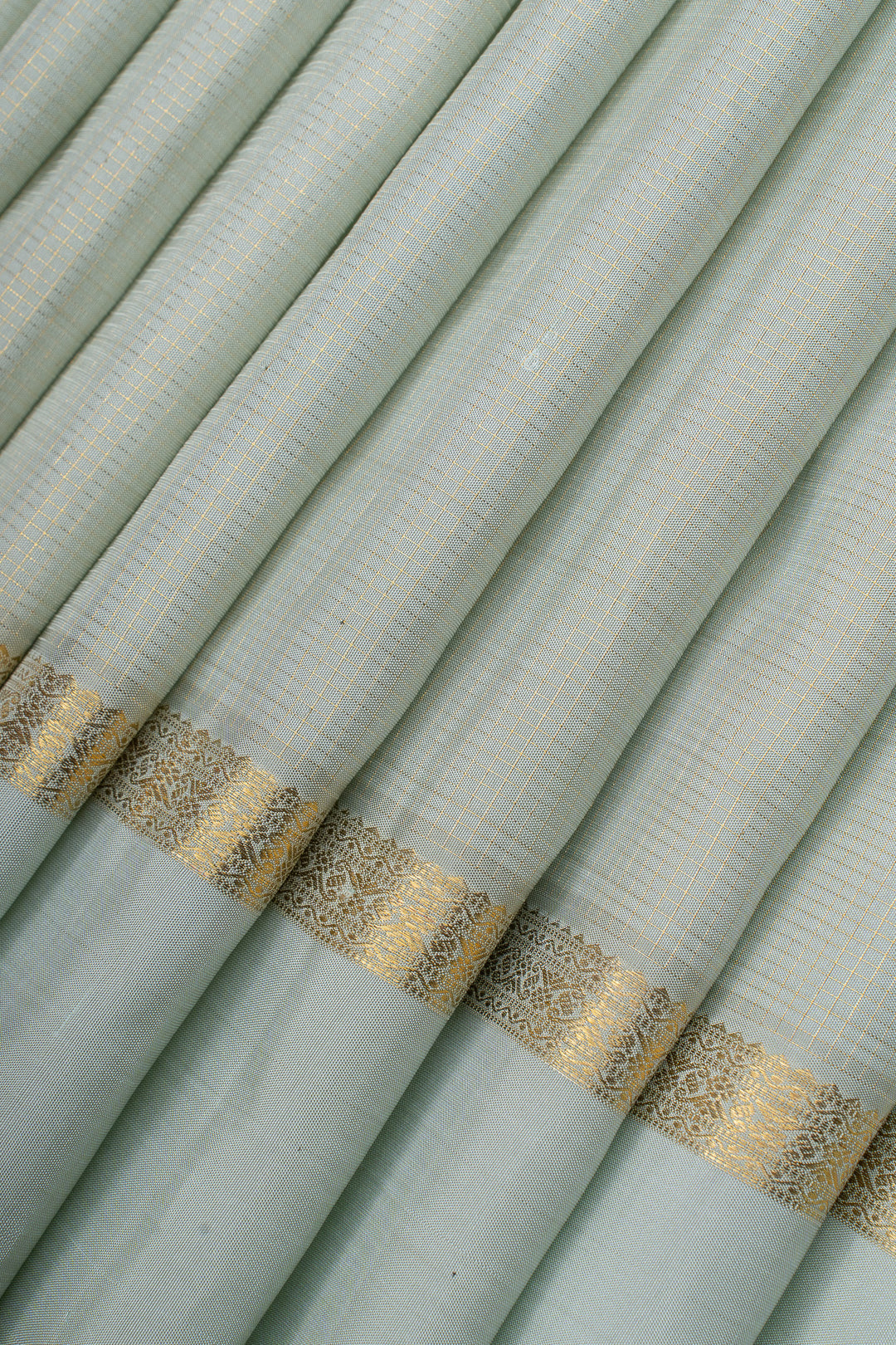 Pastel Green zari checks pure kanchipuram silk saree