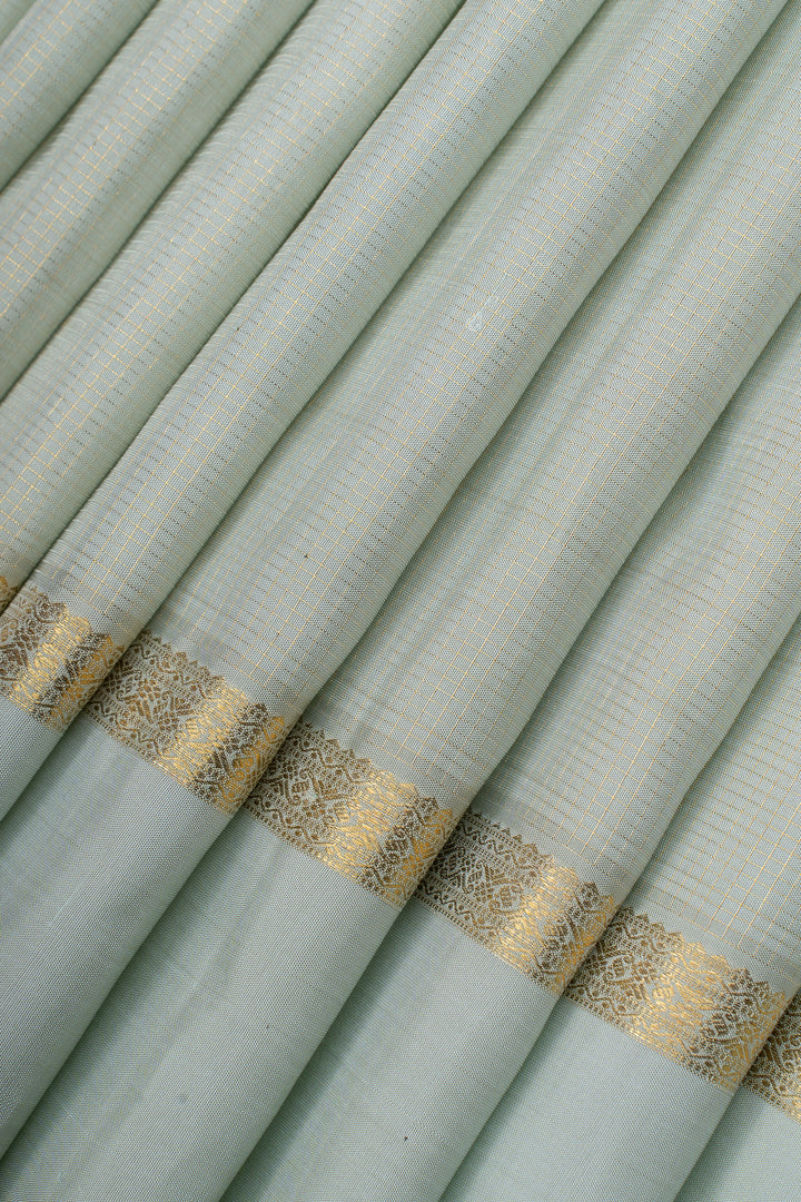 Pastel Green zari checks pure kanchipuram silk saree