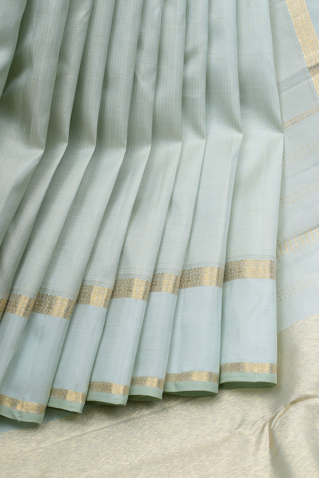 Pastel Green zari checks pure kanchipuram silk saree