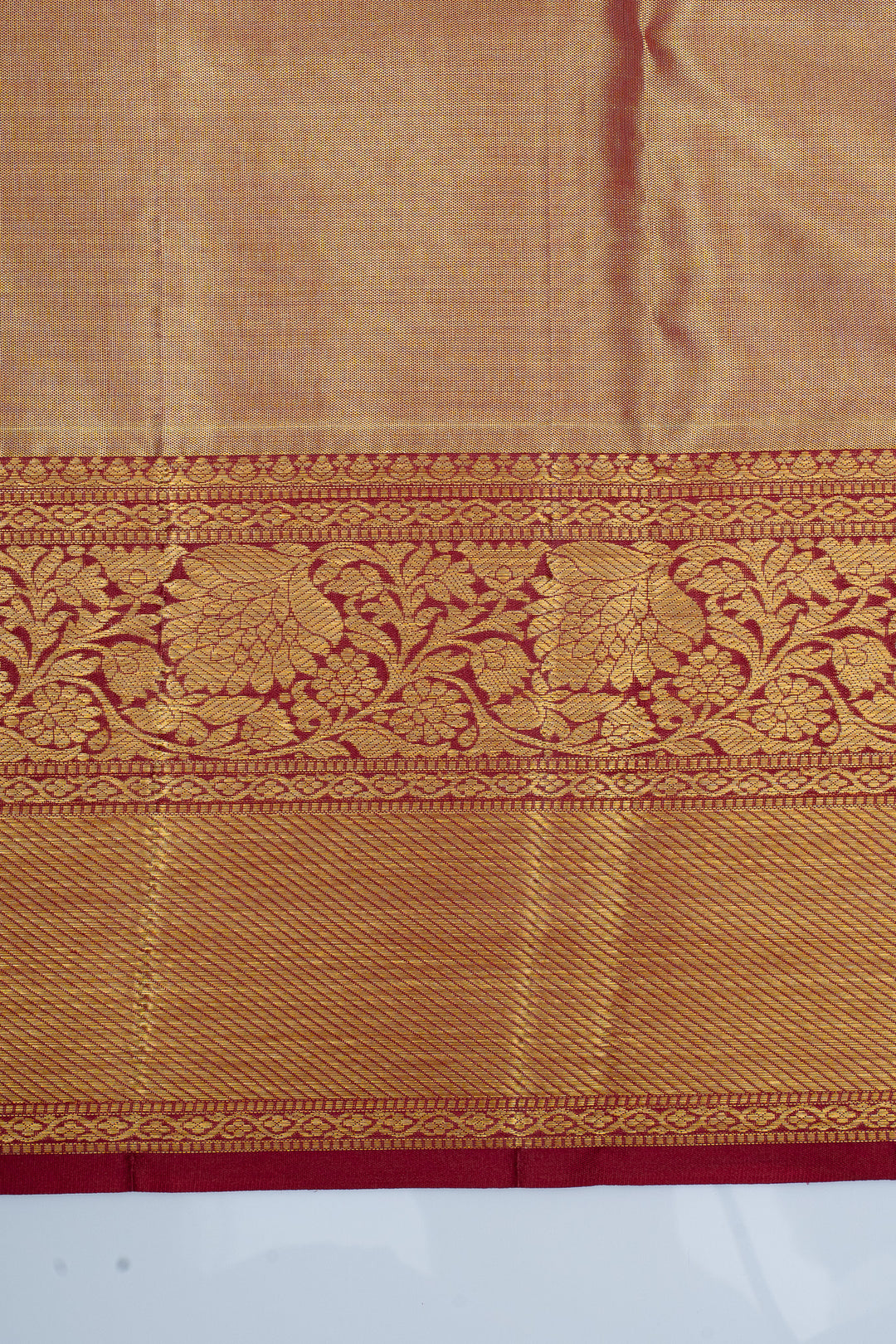 Gold and red tissue pure kanchipuram silk saree
