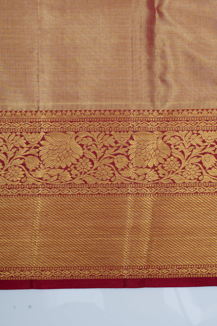 Gold and red tissue pure kanchipuram silk saree