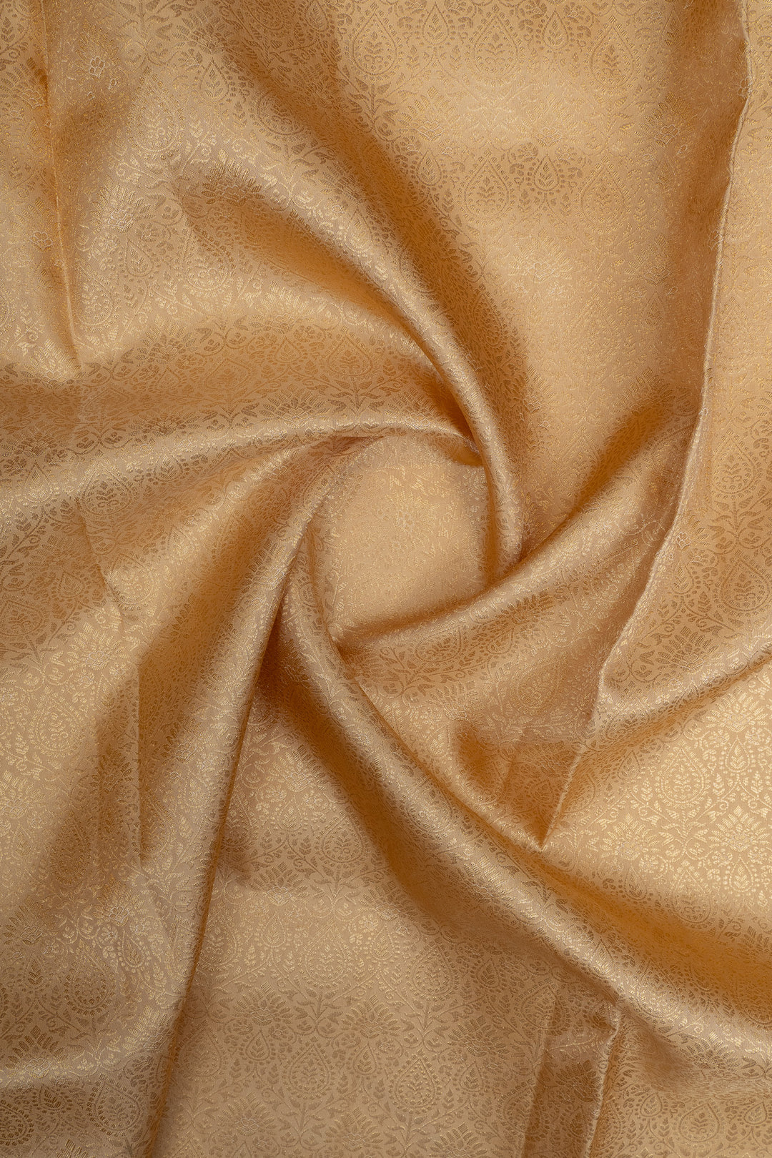 Champagne gold and red floral brocade pure kanchipuram silk saree