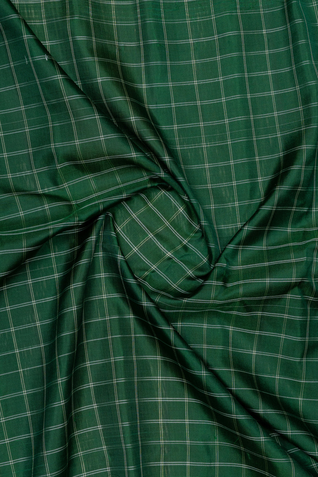 Bottle green and pista green checks Kuttu Gadwal Silk Saree