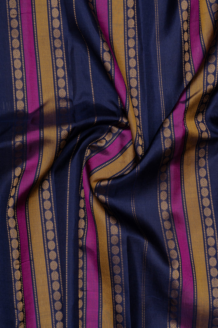 Parrot green and blue linen Gadwal silk saree