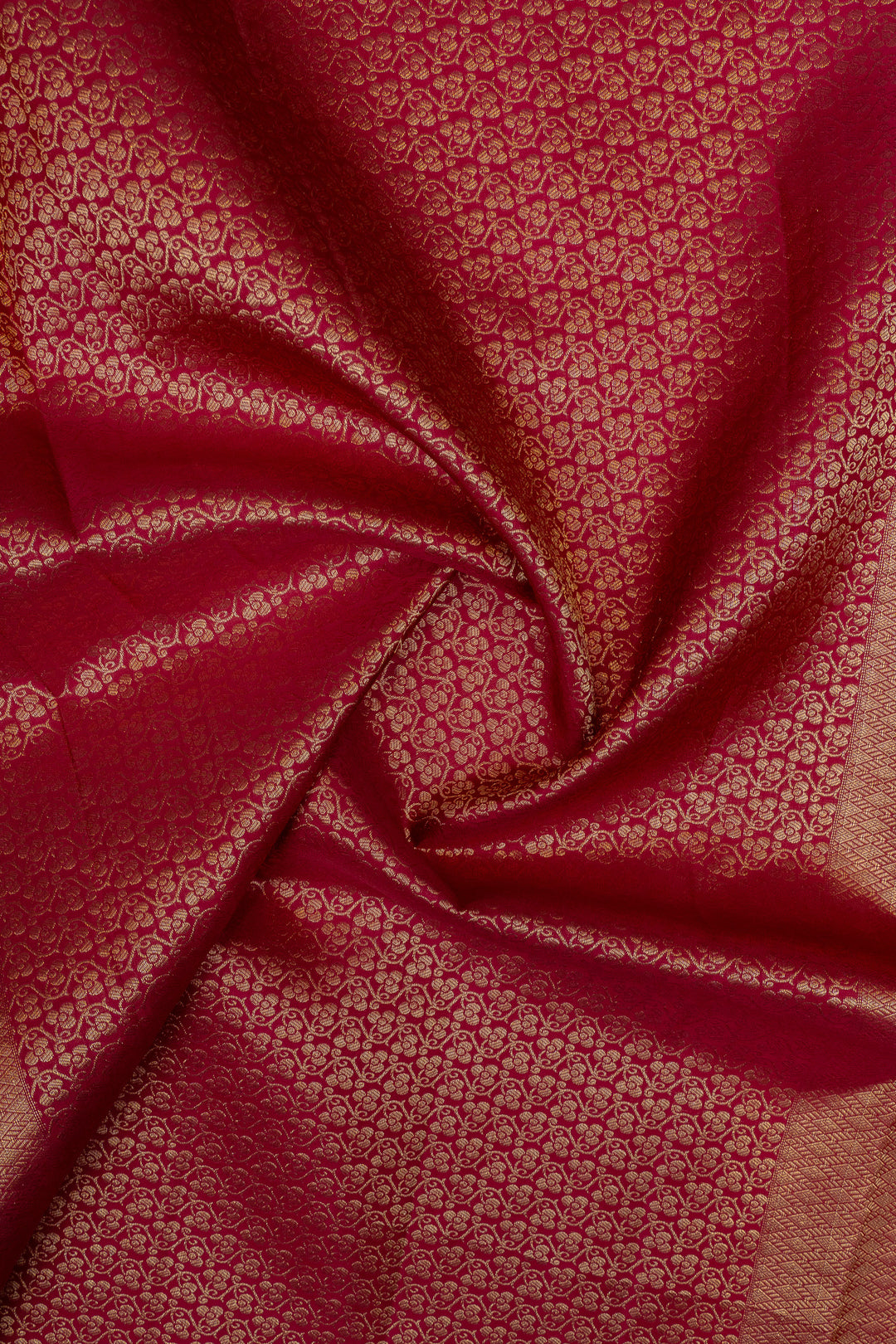 Ivory and red brocade pure kanchipuram silk saree