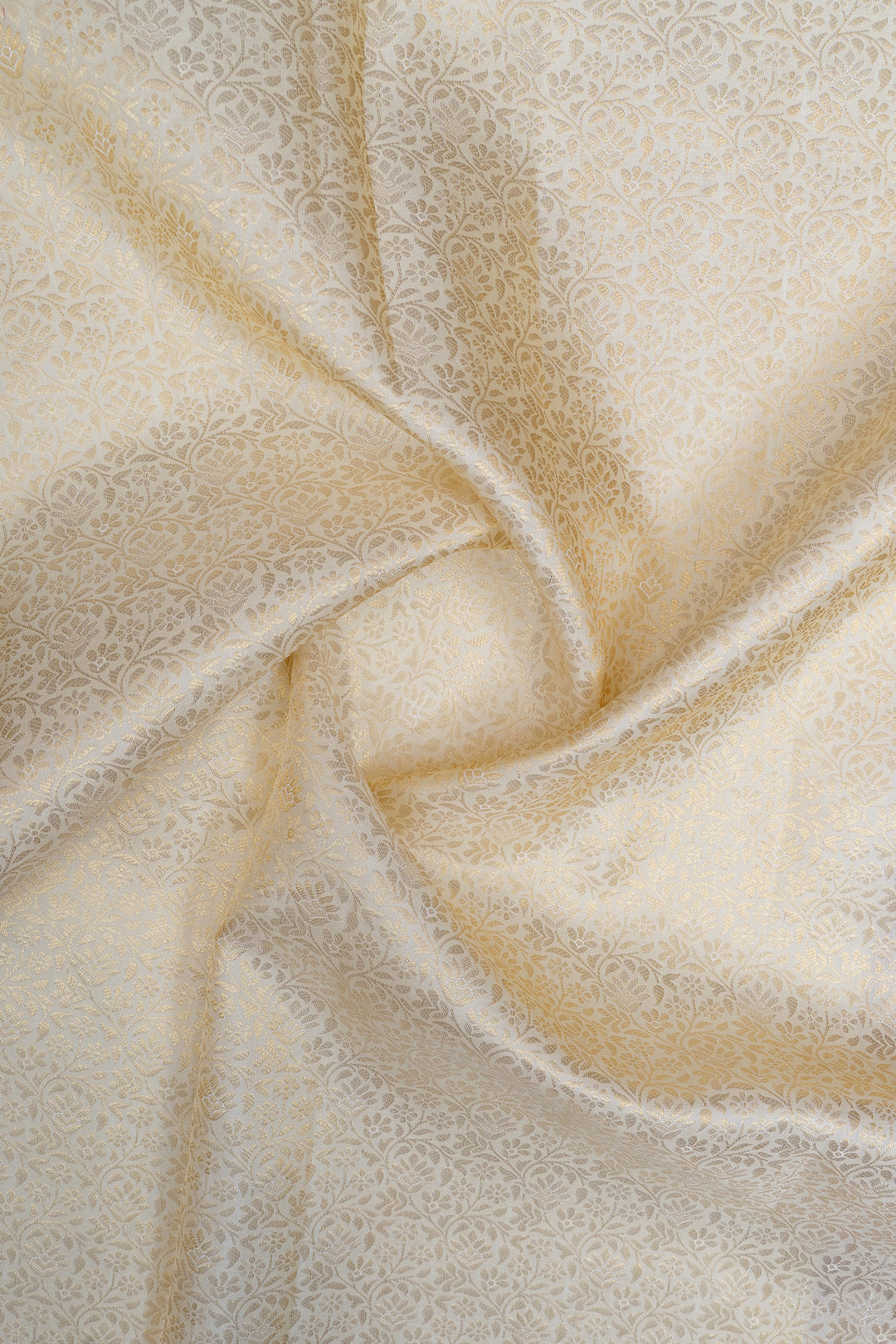 Ivory and red brocade pure kanchipuram silk saree