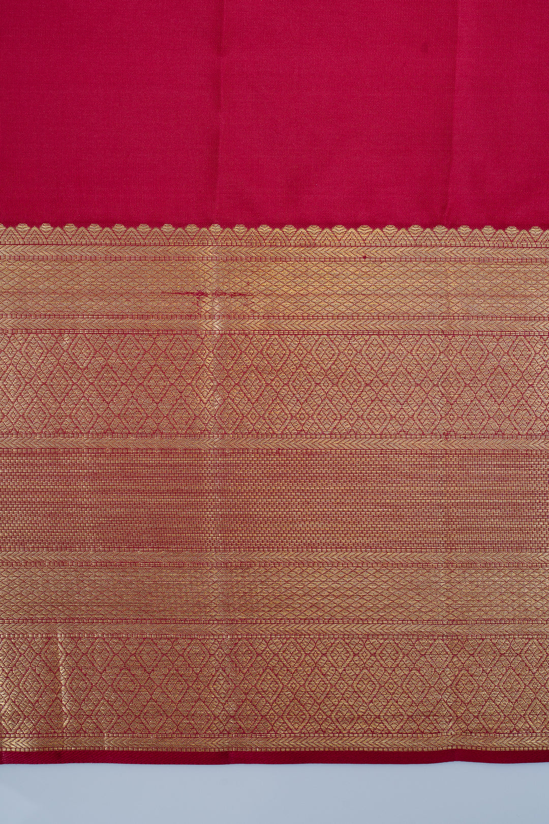 Ivory and red brocade pure kanchipuram silk saree
