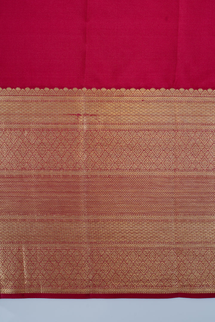 Ivory and red brocade pure kanchipuram silk saree