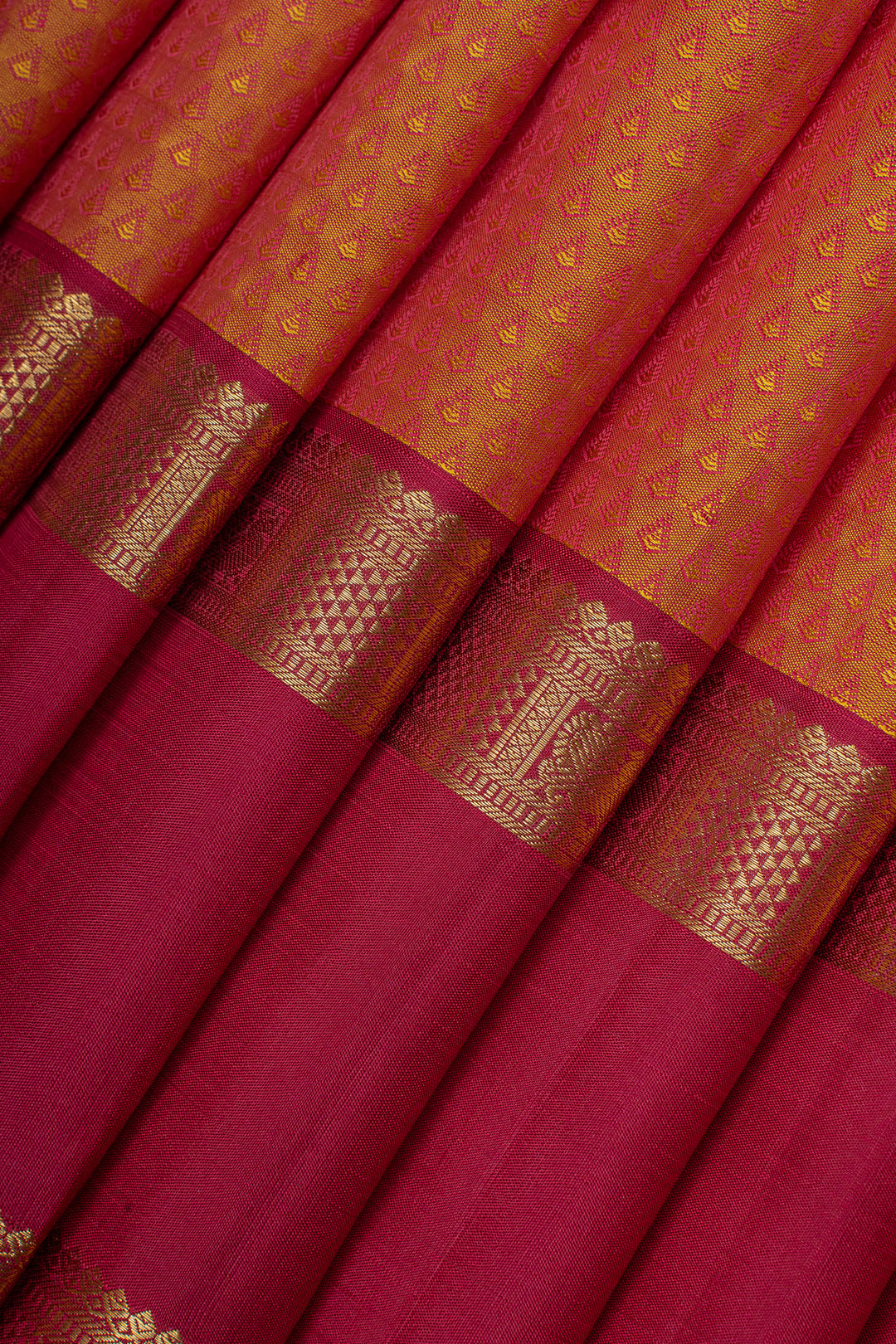 Rust orange brocade pure kanchipuram silk saree