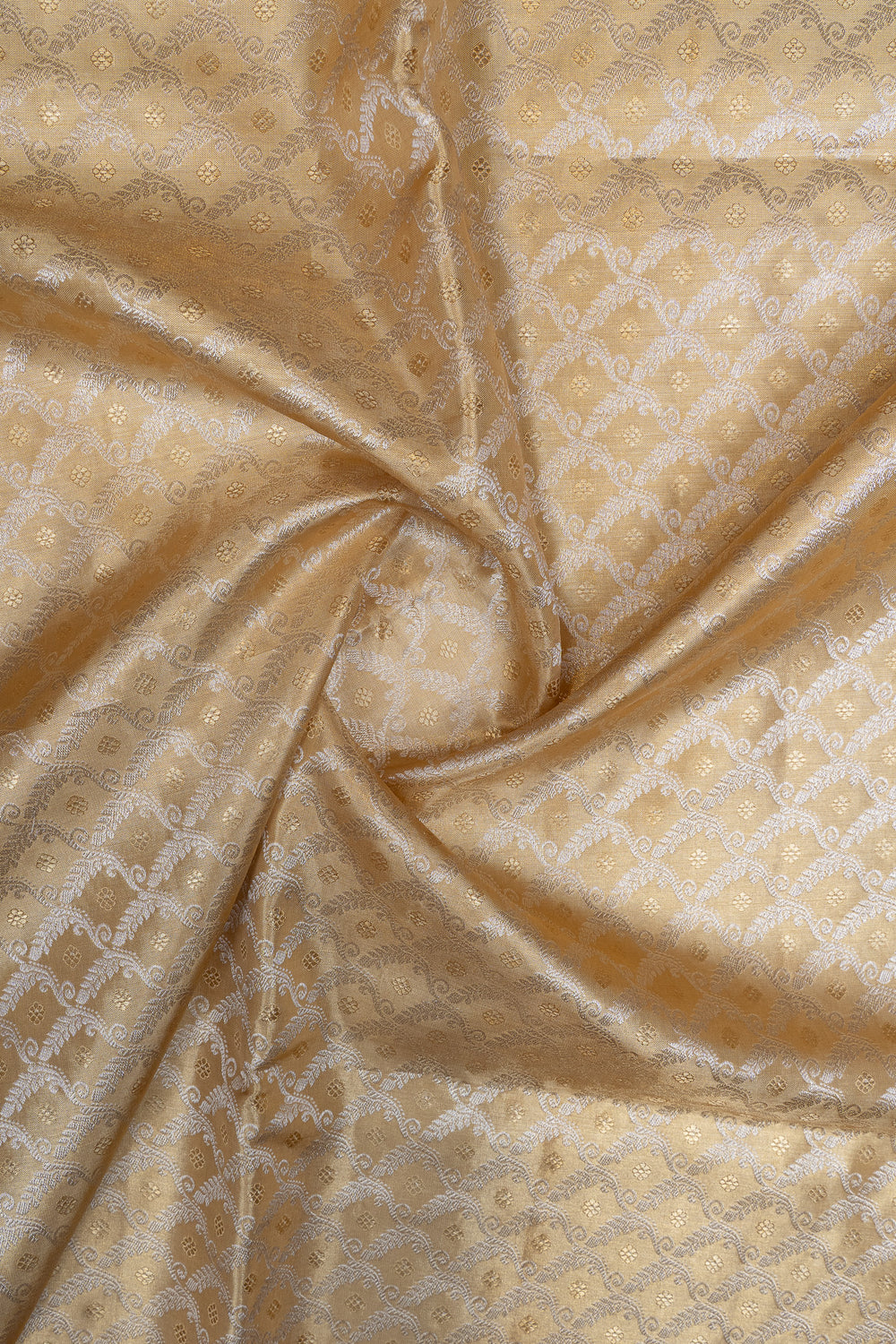 Champagne Gold and silver tissue brocade pure kanchipuram silk saree