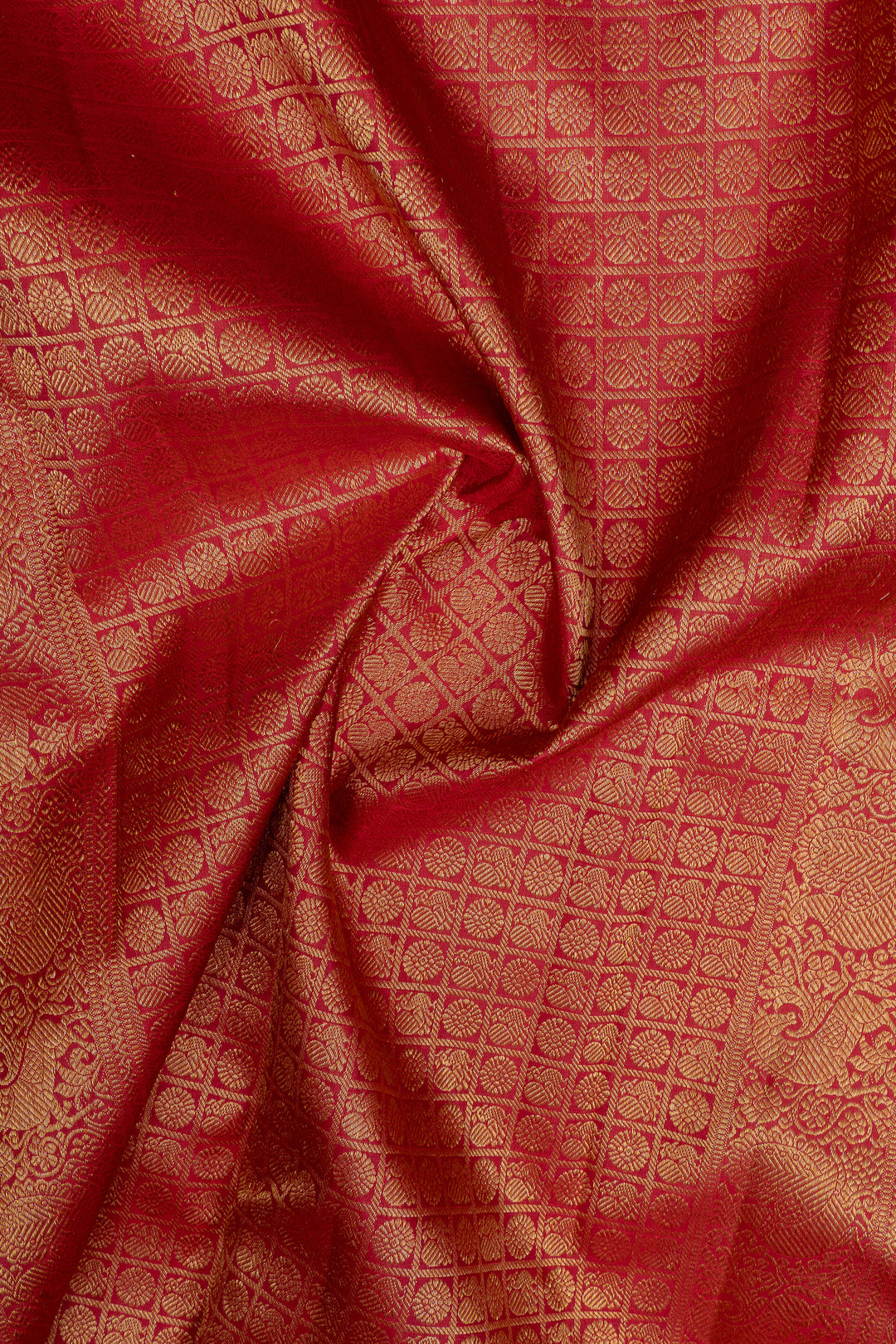 Red thread brocade pure kanchipuram silk saree