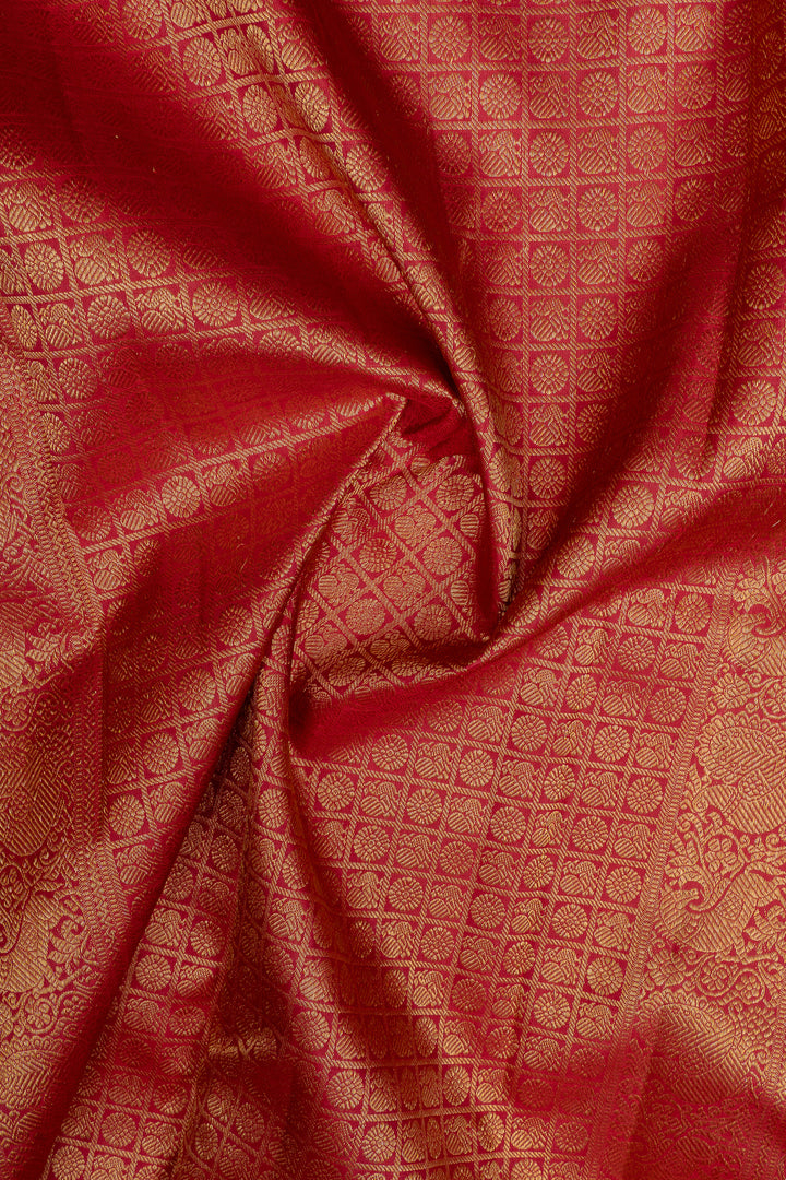 Red thread brocade pure kanchipuram silk saree