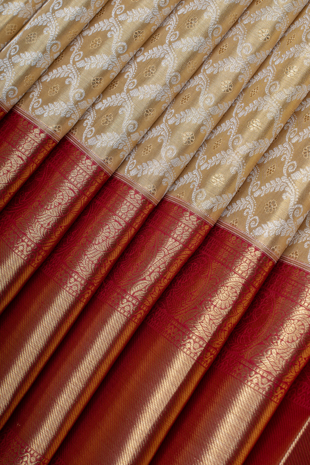 Champagne Gold and silver tissue brocade pure kanchipuram silk saree