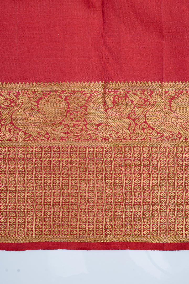 Red thread brocade pure kanchipuram silk saree