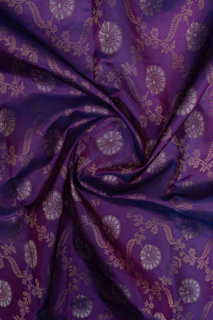 Purple minakari brocade pure kanchipuram silk saree