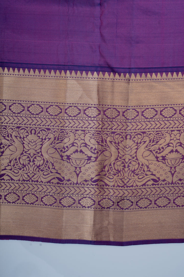 Purple minakari brocade pure kanchipuram silk saree
