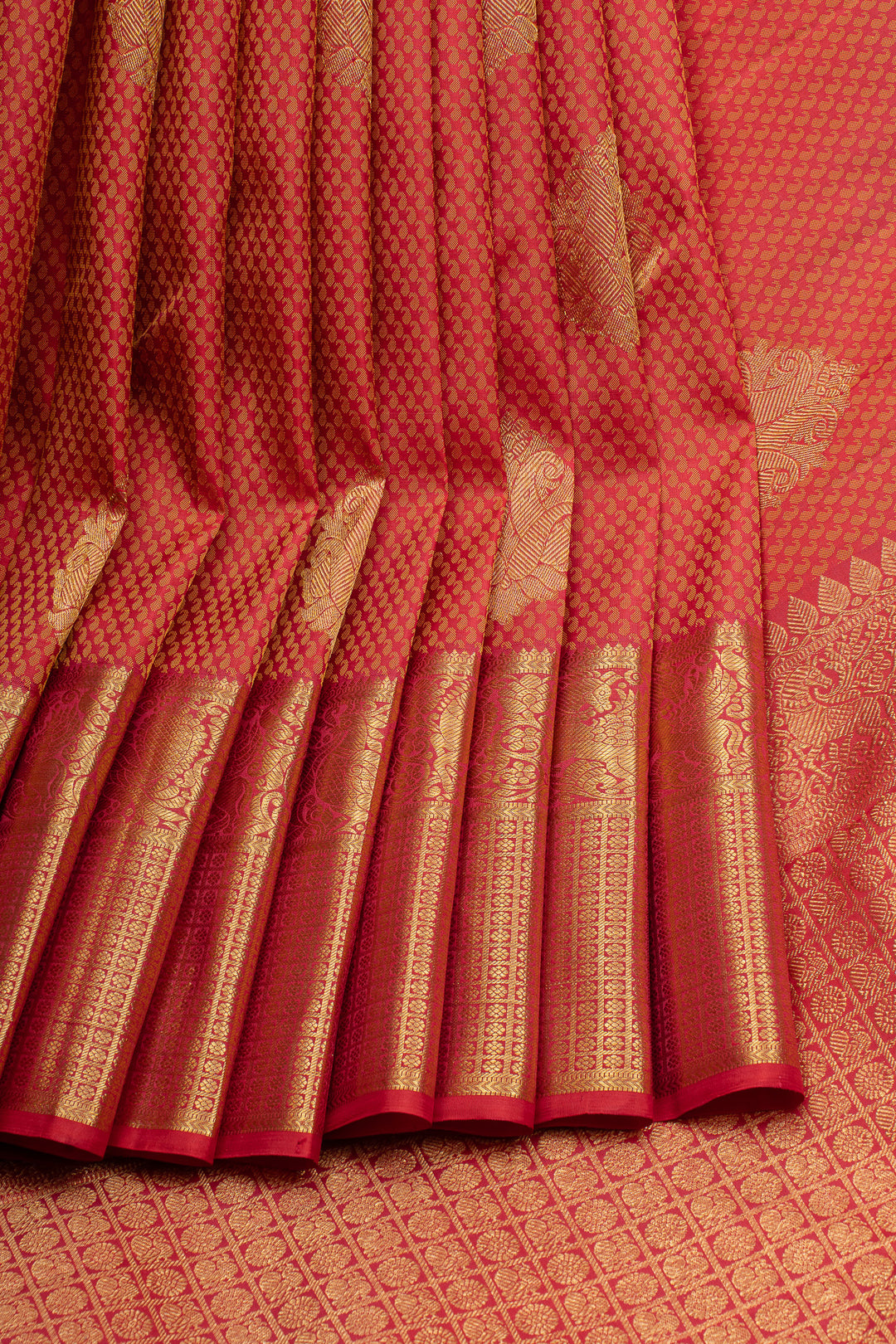 Red thread brocade pure kanchipuram silk saree