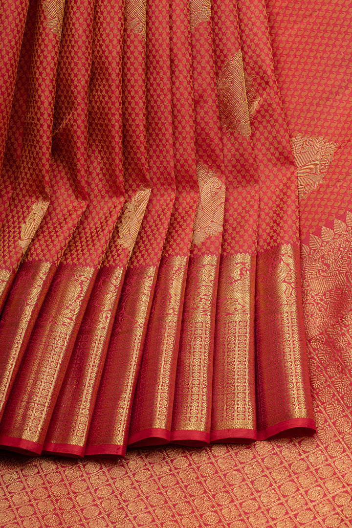 Red thread brocade pure kanchipuram silk saree