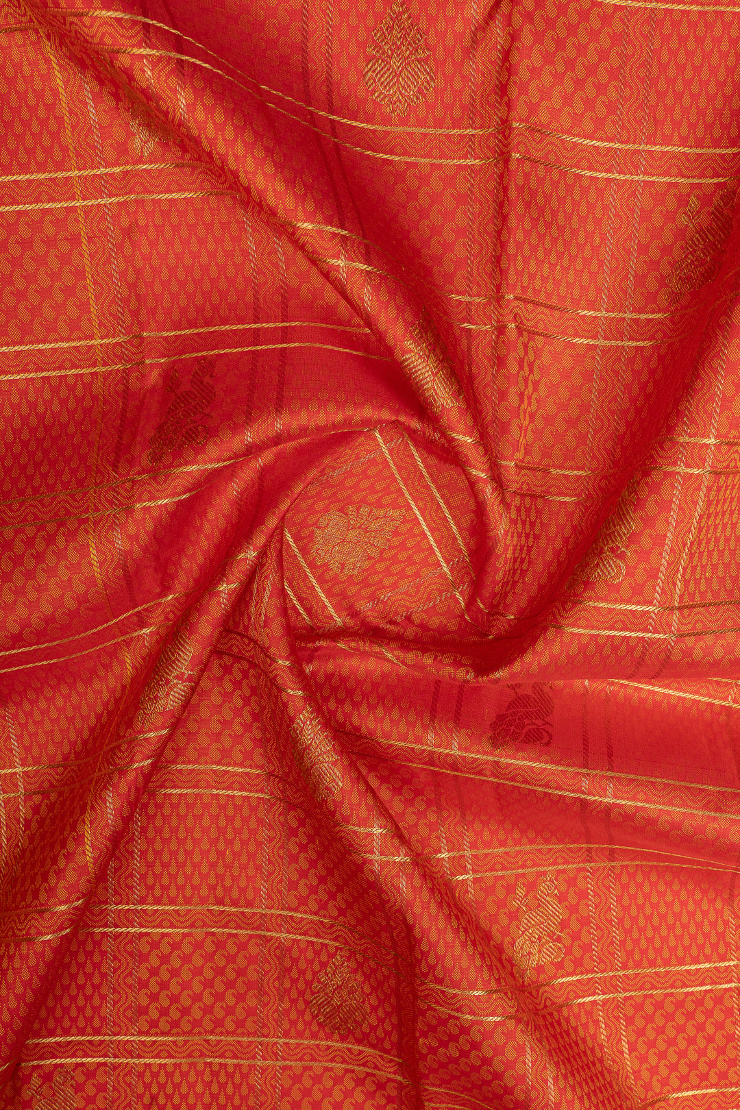 Red thread brocade checks pure kanchipuram silk saree