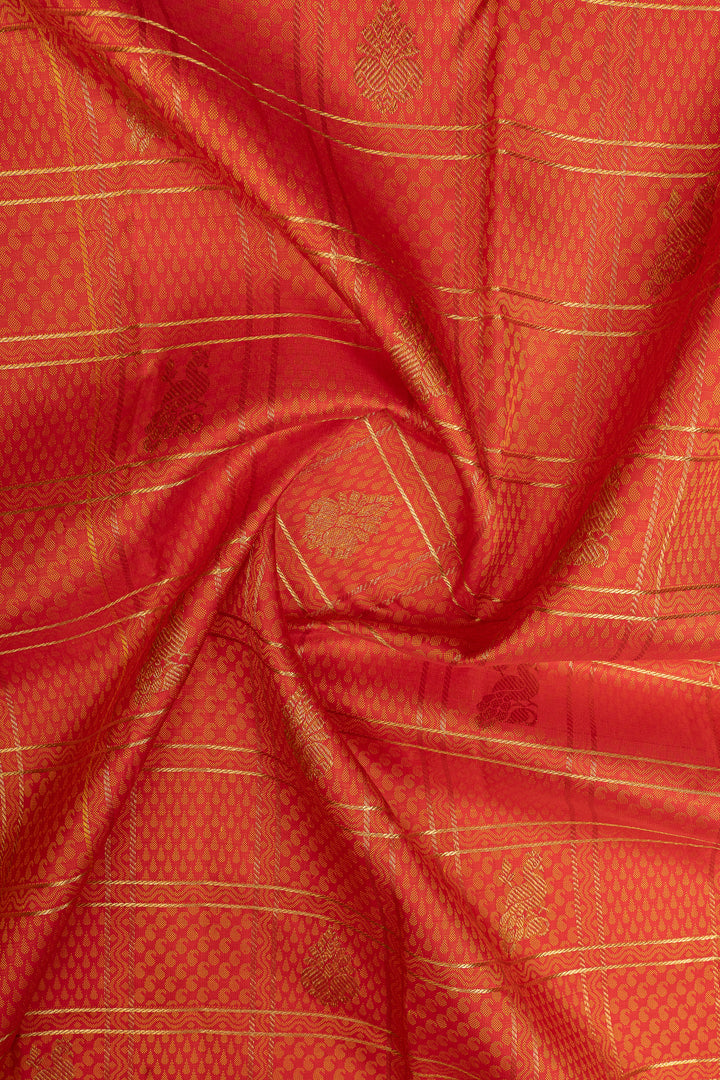 Red thread brocade checks pure kanchipuram silk saree