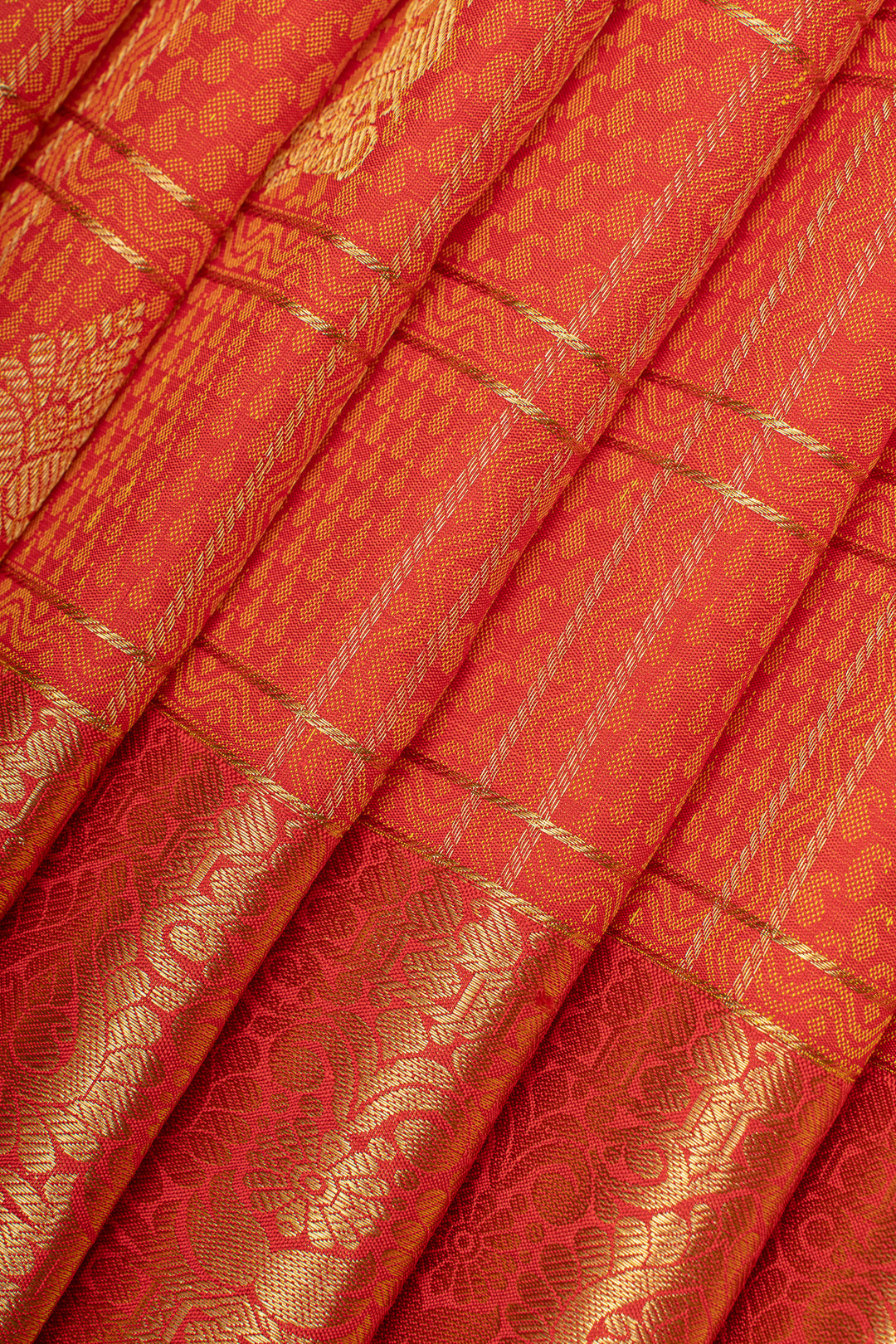 Red thread brocade checks pure kanchipuram silk saree