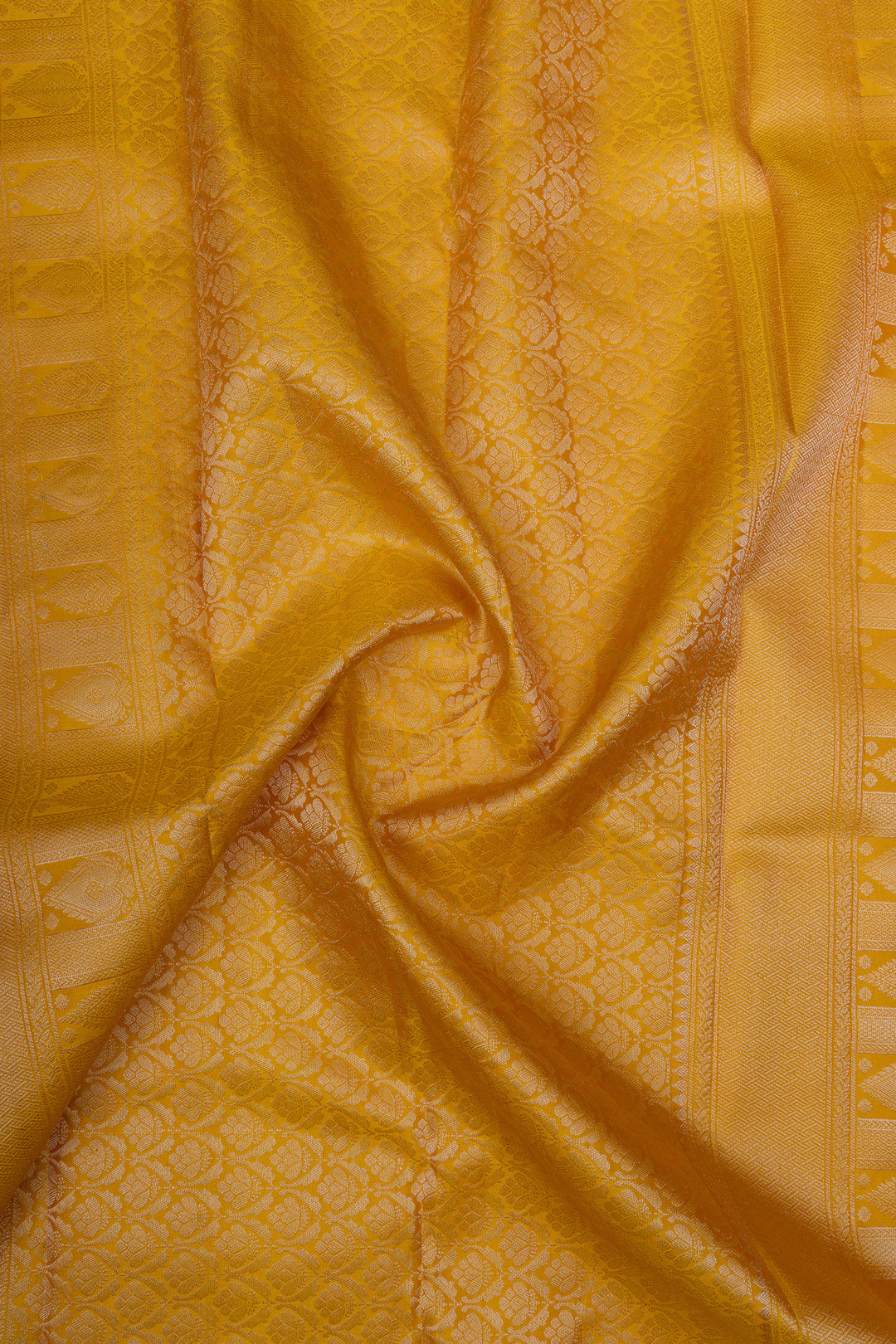 Golden yellow  brocade pure Kanchipuram silk saree