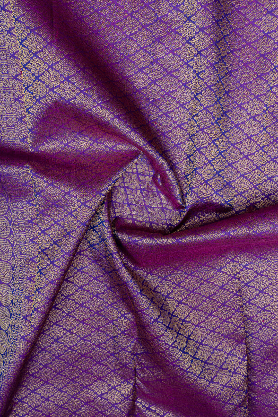 Peacock blue and purple pure kanchipuram silk saree