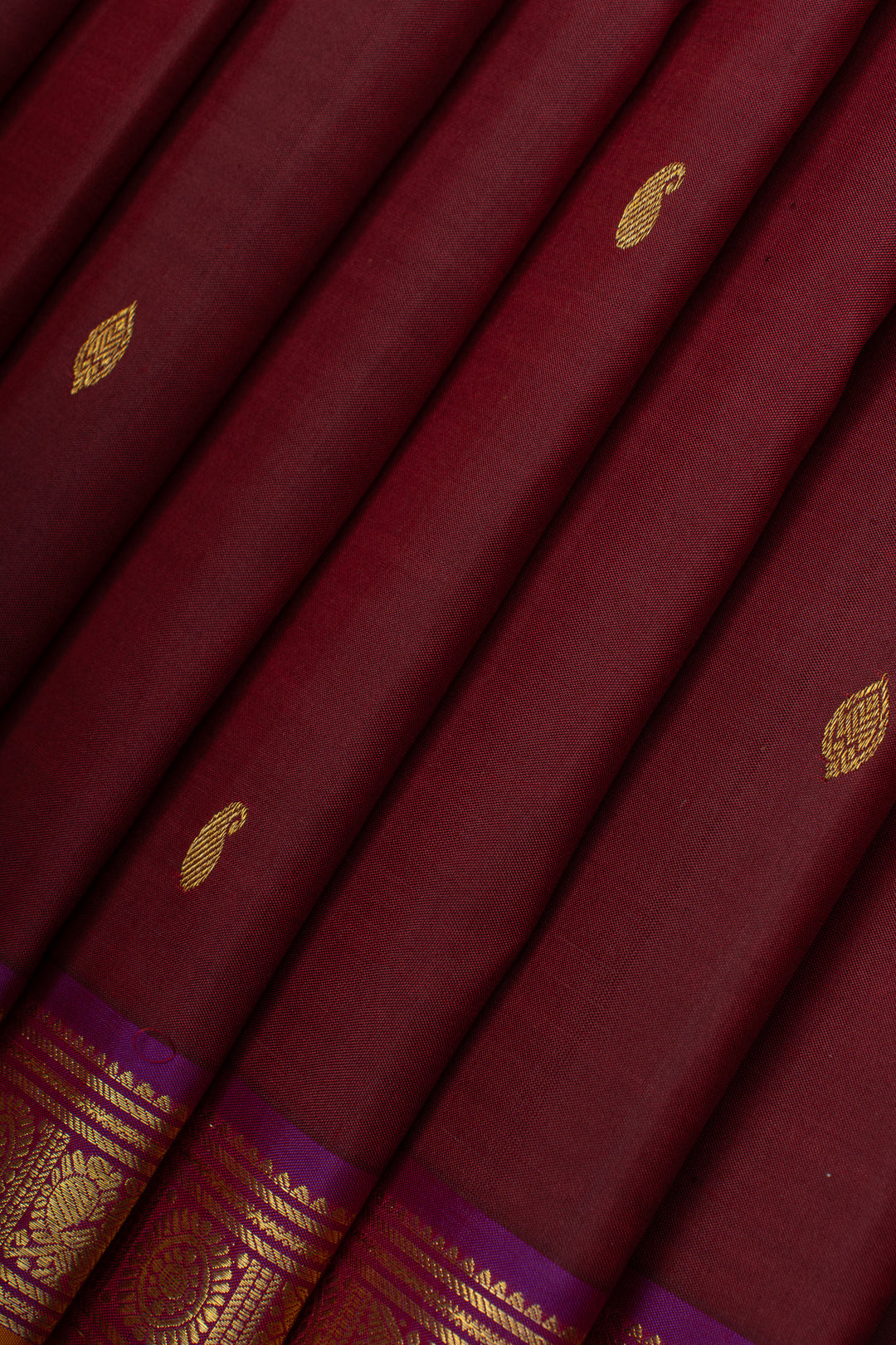 Maroon traditional pure Kanchipuram silk saree